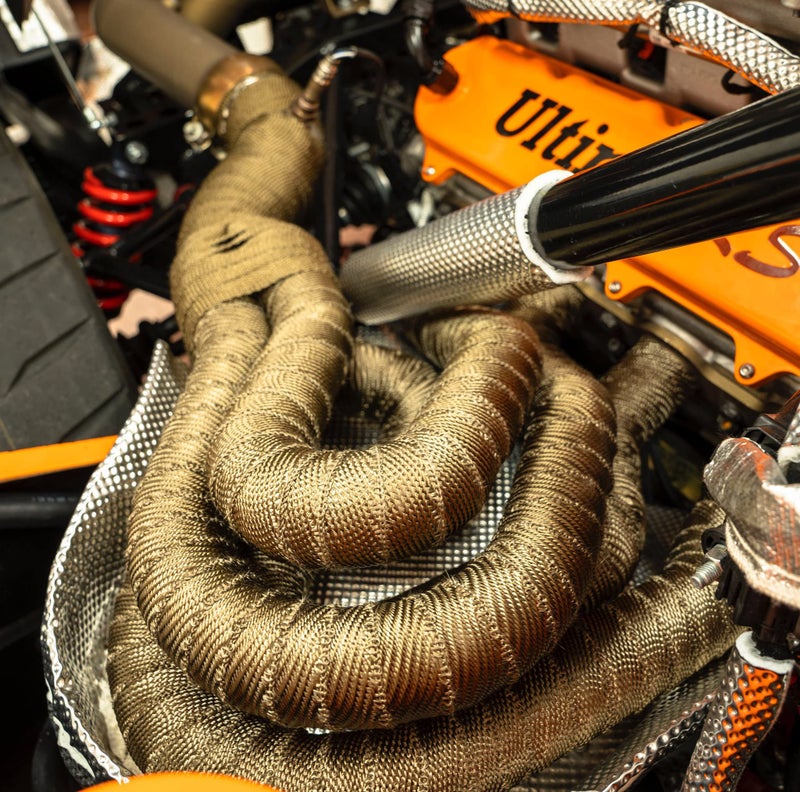 Design Engineering 010095 Titanium Exhaust Heat Wrap Kit with LR Technology, (2) 2" x 50' Rolls, 12 Locking Ties, and Locking Tie Tool - Image 3